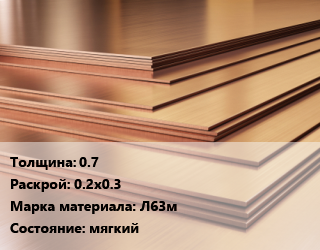 Латунный лист 0.7 0.2х0.3 Марка: Л63м мягкий, шт цена от 585 ₼ / шт, где купить, условия доставки в Баку и Бакинская области